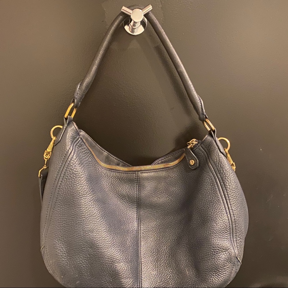 Navy leather hobo bag